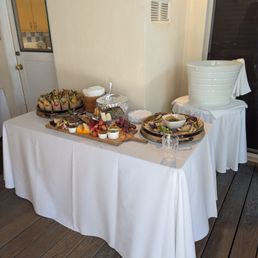 Fruit and cheese , pea hummus and crudités Fruit and cheese , pea hummus and crudités