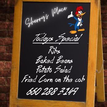 Sherry's Place - a menu on a chalkboard - Bars Near Me - Keytesville, Missouri Sherry's Place - a menu on a chalkboard - Bars Near Me - Keytesville, Missouri