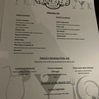 RM 212 - Menu - Cocktail Bars Near Me - San Francisco, California RM 212 - Menu - Cocktail Bars Near Me - San Francisco, California