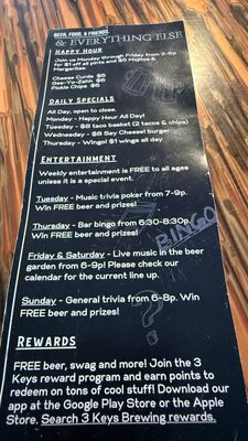 Menu photo 1 3 Keys Brewing Bradenton, FL