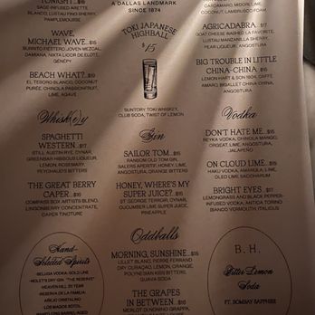 Bowen House - menu - Cocktail Bars Near Me - Dallas, Texas