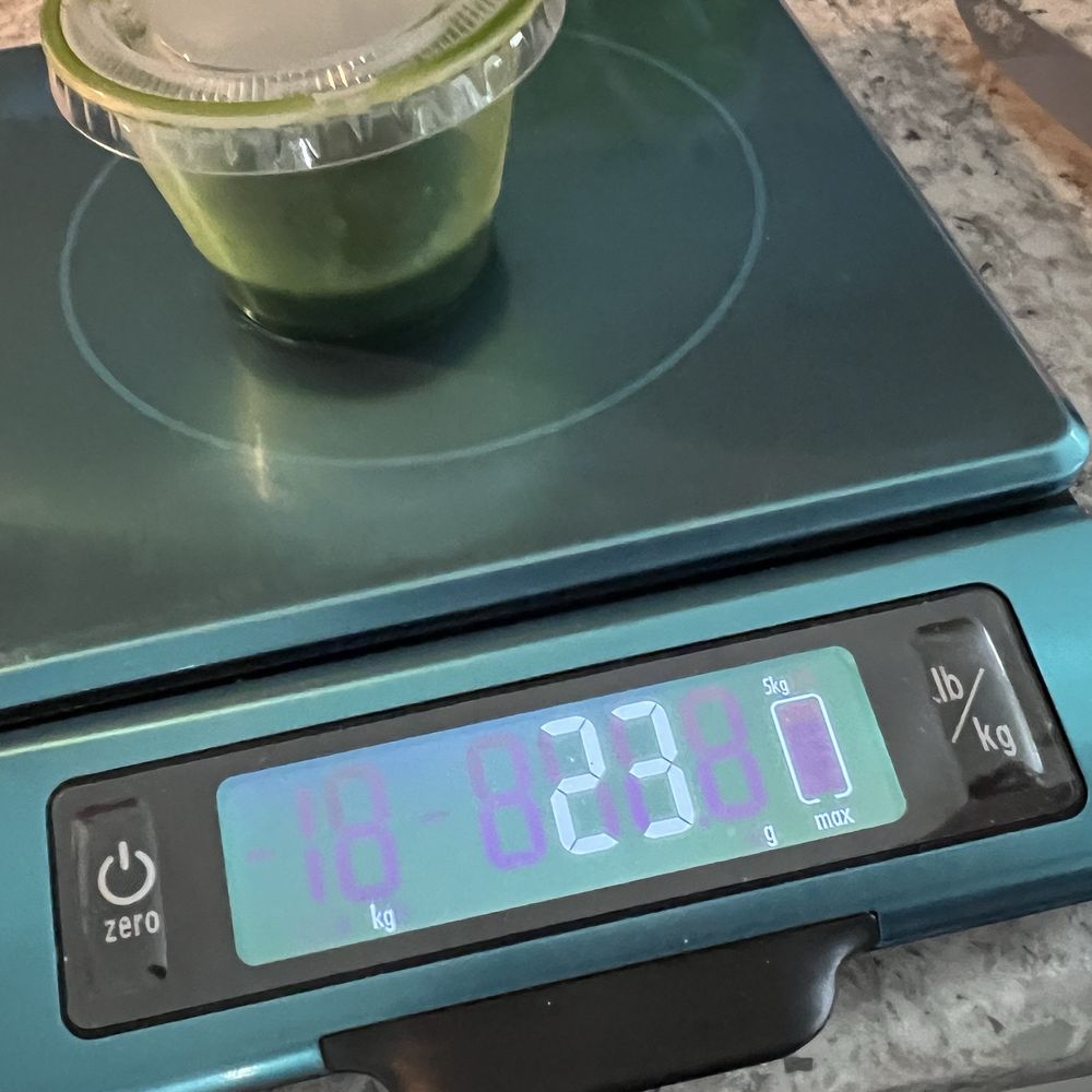 Green Zebra Cafe - 6g container + 17 g wheatgrass = 23 g container of wheatgrass, totaling about half an ounce. - Juice Bars & Smoothies Near Me - Sarasota, Florida Green Zebra Cafe - 6g container + 17 g wheatgrass = 23 g container of wheatgrass, totaling about half an ounce. - Juice Bars & Smoothies Near Me - Sarasota, Florida