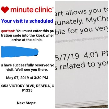 MinuteClinic at CVS - What a 1min visit could have been, ended up in more than 30mins of wait. - Walk-in Clinics Near Me - RESEDA, California MinuteClinic at CVS - What a 1min visit could have been, ended up in more than 30mins of wait. - Walk-in Clinics Near Me - RESEDA, California