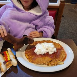 Brenda's Harbor Cafe - Strawberry sauce on pancakes with a lot of whipped cream for the kid