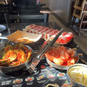 Let's Gogi - Some of the brisket and banchan. - Korean Near Me - Rowland Heights, California