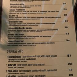 Pub Guinness - Menu