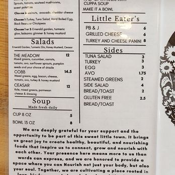 Nourish At The Meadow - Menu as of June 2025 - Salad Near Me - Placerville, California