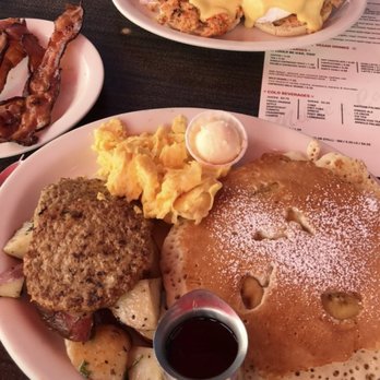 Millie's Cafe - Crab Benedict. Bacon. 'The Usual' with Banana Pancakes. Sausage Patty not good. - Breakfast & Brunch Near Me - Los Angeles, California Millie's Cafe - Crab Benedict. Bacon. 'The Usual' with Banana Pancakes. Sausage Patty not good. - Breakfast & Brunch Near Me - Los Angeles, California