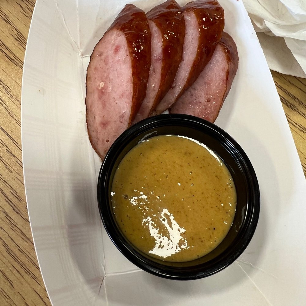 Tanglewood Fire And Smoke - Smoked Kielbasa. Crisp snap on the outside and juicy and tender inside. Served with some tangy brown mustard. - Barbeque Near Me - Ridley, Pennsylvania