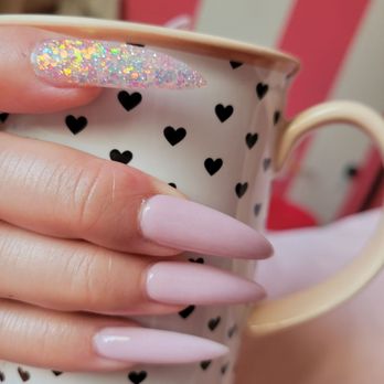 Diamond Nails and Spa - The dipping powder colors in this photo are #22 and #1 (glitter) - Nail Salons Near Me - Riverside, California