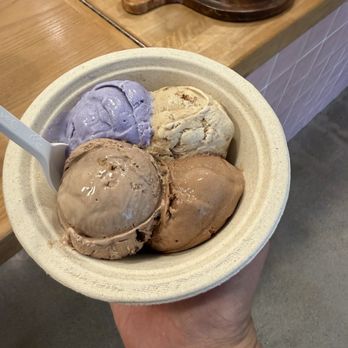 Perlas Ice Cream - ube white coffee milo and tsokolate flight - Ice Cream & Frozen Yogurt Near Me - Glendale, California Perlas Ice Cream - ube white coffee milo and tsokolate flight - Ice Cream & Frozen Yogurt Near Me - Glendale, California