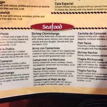 El Dorado - a menu for seafood - Mexican Near Me - Wilmington, Ohio