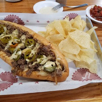 Texadelphia - Large Founder's Favorite, chips, chipotle ranch, salsa - Cheesesteaks Near Me - Richardson, Texas Texadelphia - Large Founder's Favorite, chips, chipotle ranch, salsa - Cheesesteaks Near Me - Richardson, Texas