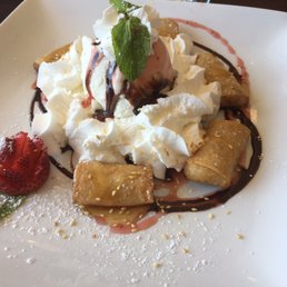 Fried banana and ice cream