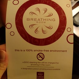 The non-smoking placard that didn't apply to our room