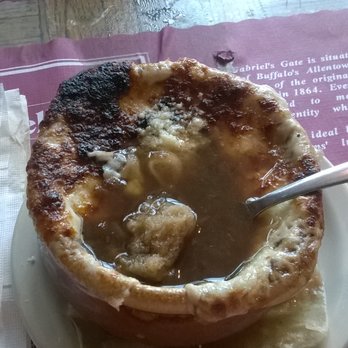 Gabriel's Gate - Good-tasting French onion soup, but cheese a little burnt. - American Near Me - Buffalo, New York Gabriel's Gate - Good-tasting French onion soup, but cheese a little burnt. - American Near Me - Buffalo, New York