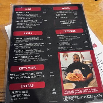 Tank's Pizza - Menu 02/2023 (subs and pasta going away) - Pizza Near Me - San Antonio, Texas