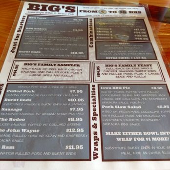 Big's BBQ & Brew Pub - The menu - Barbeque Near Me - Mt Vernon, Iowa