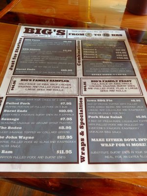 Menu photo 5 Big's BBQ & Brew Pub Mt Vernon, IA