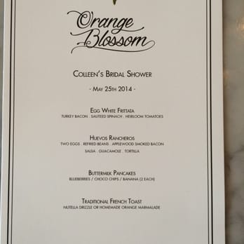 Orange Blossom - Custom brunch menu for our shower - Breakfast & Brunch Near Me - Miami Beach, Florida