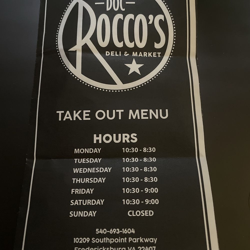 Doc Rocco’s - Hours and times - Delis Near Me - Fredericksburg, Virginia Doc Rocco’s - Hours and times - Delis Near Me - Fredericksburg, Virginia