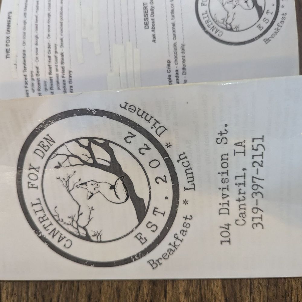 Central Fox Den - Diners Near Me - Cantril, Iowa Central Fox Den - Diners Near Me - Cantril, Iowa
