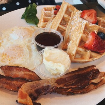 The Waterfront Grill & Cafe - Waterfront Waffles with Bacon - American Near Me - Pittsburg, California