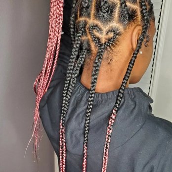 Protective Styles by Cora - Knotless box braids with hearts - Hair Stylists Near Me - Dallas, Texas Protective Styles by Cora - Knotless box braids with hearts - Hair Stylists Near Me - Dallas, Texas