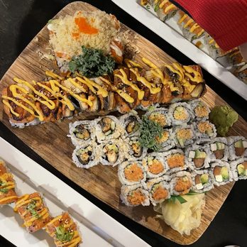 Matsu Sushi Restaurant - Dynamite rolls, fire roll, Philly roll, unagi maki, oyaji roll, and salmon double roll. YUM!!! - Japanese Near Me - Centreville, Virginia Matsu Sushi Restaurant - Dynamite rolls, fire roll, Philly roll, unagi maki, oyaji roll, and salmon double roll. YUM!!! - Japanese Near Me - Centreville, Virginia