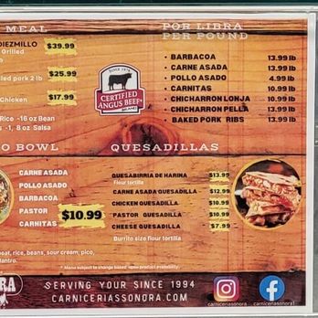 Carniceria Sonora- Maricopa - Menu - Meat Shops Near Me - Maricopa, Arizona Carniceria Sonora- Maricopa - Menu - Meat Shops Near Me - Maricopa, Arizona