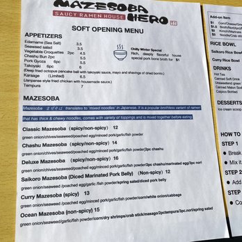 Mazesoba Hero - menu - Ramen Near Me - Walnut, California Mazesoba Hero - menu - Ramen Near Me - Walnut, California