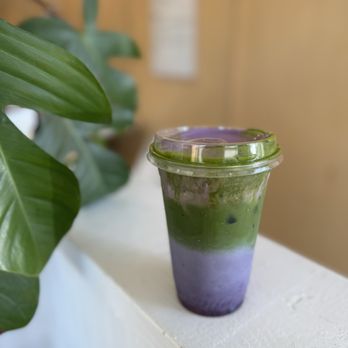 Vivot Craft Cafe - Blueberry Lavender Ube Matcha Latte w Ube CoLd Foam 11.06.25 - Bubble Tea Near Me - Fullerton, California