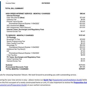 Hawaiian Telcom Wireless - $89 Advertised Special for one year Advantage TV / Internet - Utilities Near Me