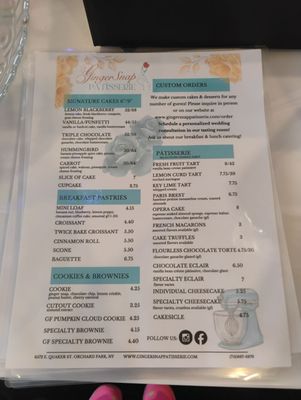 Menu photo 1 Ginger Snap Patisserie Orchard Park, NY Menu photo 1 Ginger Snap Patisserie Orchard Park, NY