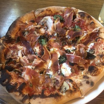 Fat Olives - Margherita pizza (added prosciutto and mushrooms) - Pizza Near Me - Flagstaff, Arizona Fat Olives - Margherita pizza (added prosciutto and mushrooms) - Pizza Near Me - Flagstaff, Arizona