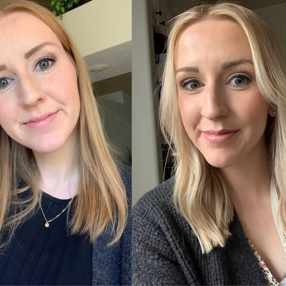 Mykala and Co Salon - Before (left) and After (right) Blonde Balayage with Jess! - Hair Salons Near Me - Eagle, Idaho Mykala and Co Salon - Before (left) and After (right) Blonde Balayage with Jess! - Hair Salons Near Me - Eagle, Idaho