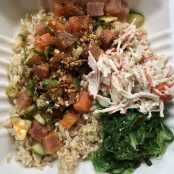 Turtle Boat - Brown rice, salmon, tuna, crab salad, seaweed salad and toppings! - Seafood Near Me - Denver, Colorado Turtle Boat - Brown rice, salmon, tuna, crab salad, seaweed salad and toppings! - Seafood Near Me - Denver, Colorado