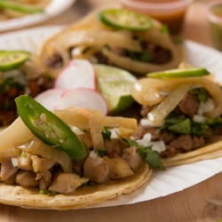 Tacos with Grilled onions and sliced Jalapenos
