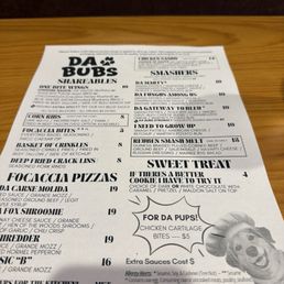 The lunch menu