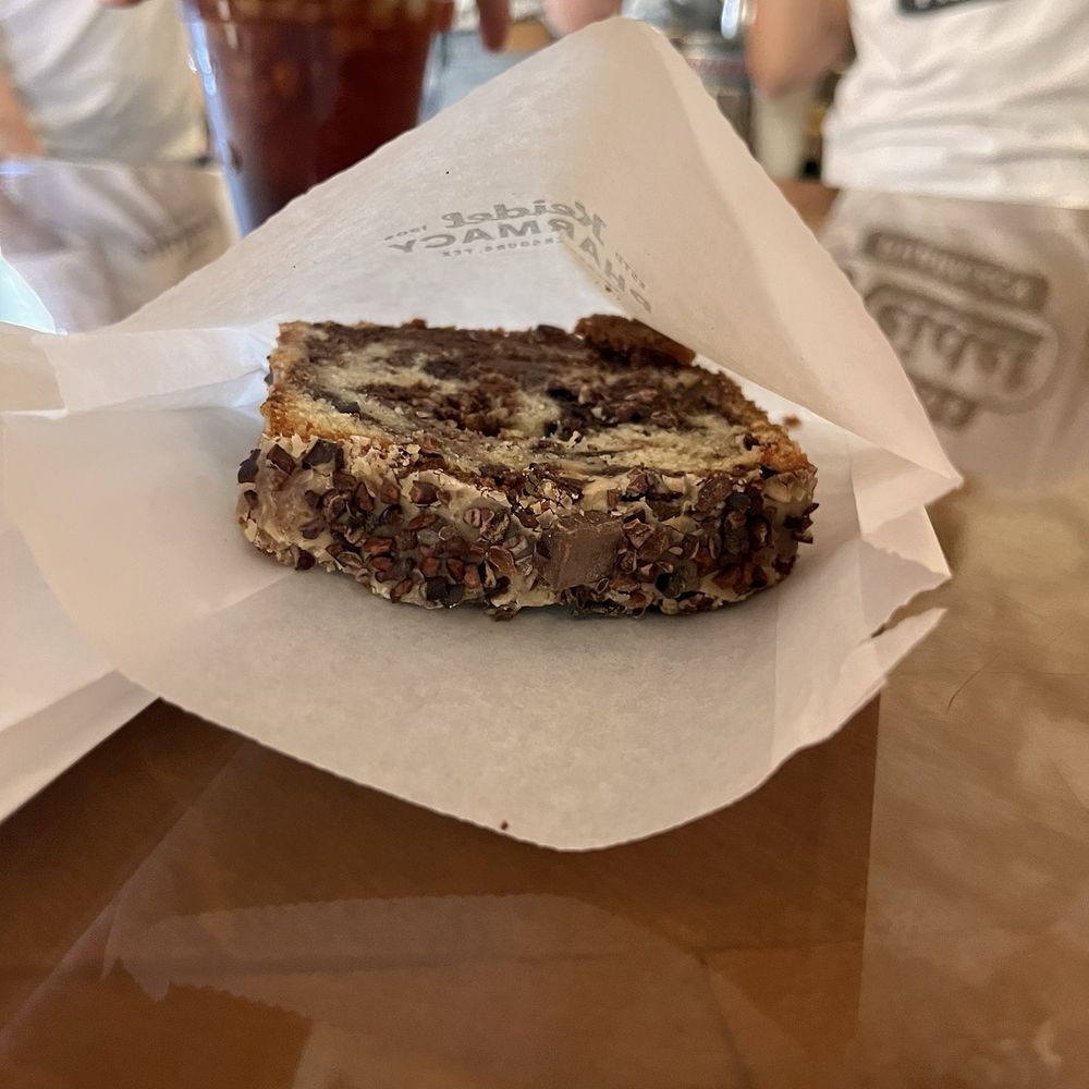 The Pharmacy - Chocolate Espresso pound cake (something along those lines) - Coffee & Tea Near Me - Fredericksburg, Texas The Pharmacy - Chocolate Espresso pound cake (something along those lines) - Coffee & Tea Near Me - Fredericksburg, Texas