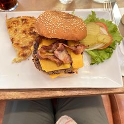 Sister's Café - Bacon cheeseburger...best I've ever had!! Comes with all the condiments too. Loved the hash browns.