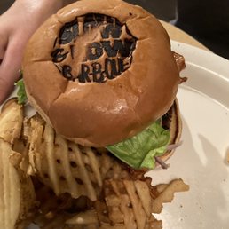 BBQ Burger with waffle fries BBQ Burger with waffle fries