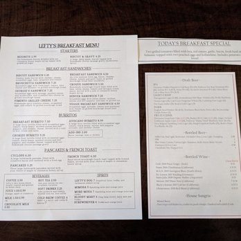 Lefty's Main Street Grille - Menu at Lefty's - Breakfast & Brunch Near Me - Blacksburg, Virginia