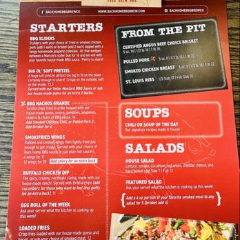 Back Home BBQ & Brew - August 2025 menu of starters, soups, and salads - Barbeque Near Me - Evans City, Pennsylvania Back Home BBQ & Brew - August 2025 menu of starters, soups, and salads - Barbeque Near Me - Evans City, Pennsylvania