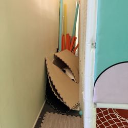 Nana's Wonderland - Jackson Heights - This is thrown behind the play area where kids can just walk in get stuck or grab something theyre not suppose to!