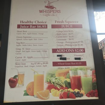 Whispers Cafe - Whispers Juice Menu - Coffee & Tea Near Me - Chicago, Illinois