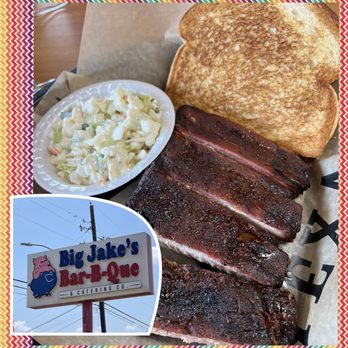 Big Jakes Bar-B-Que - 7. Ribs and Toast w/ a side of coleslaw - Barbeque Near Me - Texarkana, Arkansas Big Jakes Bar-B-Que - 7. Ribs and Toast w/ a side of coleslaw - Barbeque Near Me - Texarkana, Arkansas