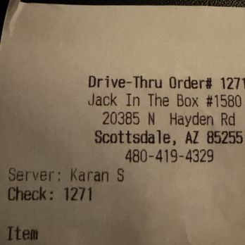 Jack in the Box - receipt - Fast Food Near Me - Scottsdale, Arizona Jack in the Box - receipt - Fast Food Near Me - Scottsdale, Arizona