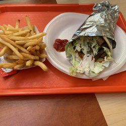 Shawarma House - Shawarma combo with fries, pita wrap, and fountain drink (not shown)