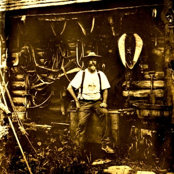 Camp Tintype - John standing by his cabin - Day Camps Near Me - Dundee, New York Camp Tintype - John standing by his cabin - Day Camps Near Me - Dundee, New York